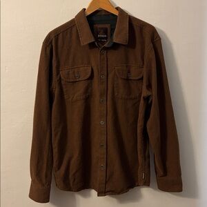 Prana Brown Long Sleeve Button Down Flannel Shirt Size Large